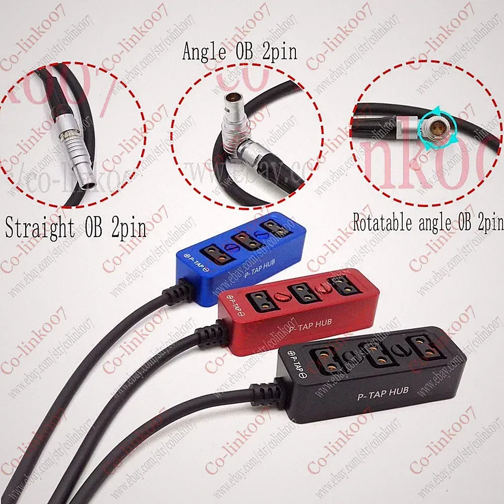 0B 2 pin Plug Power to 3Port Female D-tap P-tap Hub Adapter Splitter Power Cable