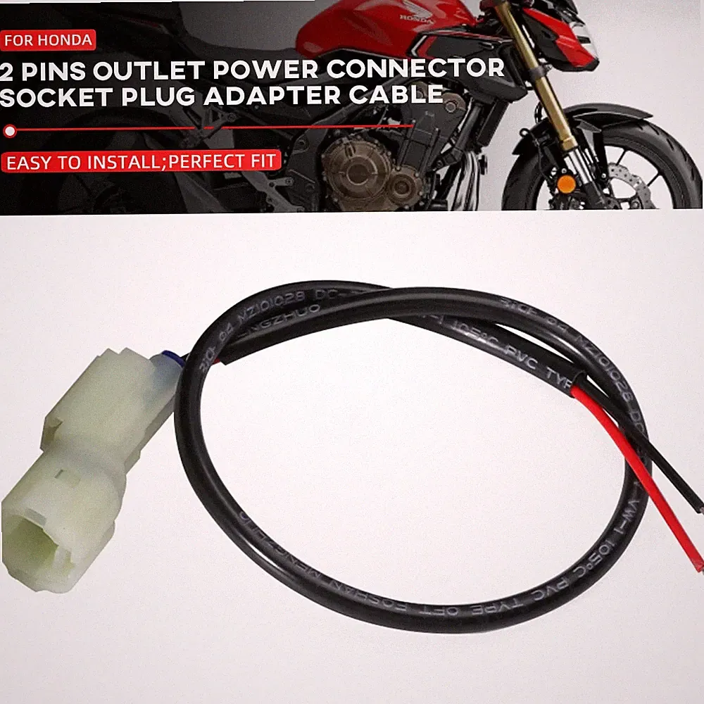 12V 2 Pins Outlet Power Connector Plug Adapter Cable For HONDA CB500F/X/R CB650F