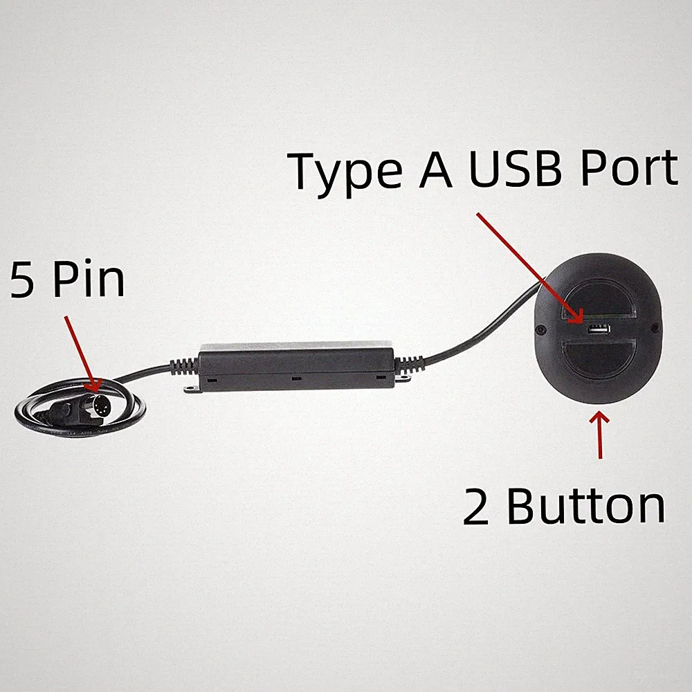 2 Button 5 Pin Hand Control Switch with USB A Port for Power Recliner Lift Chair