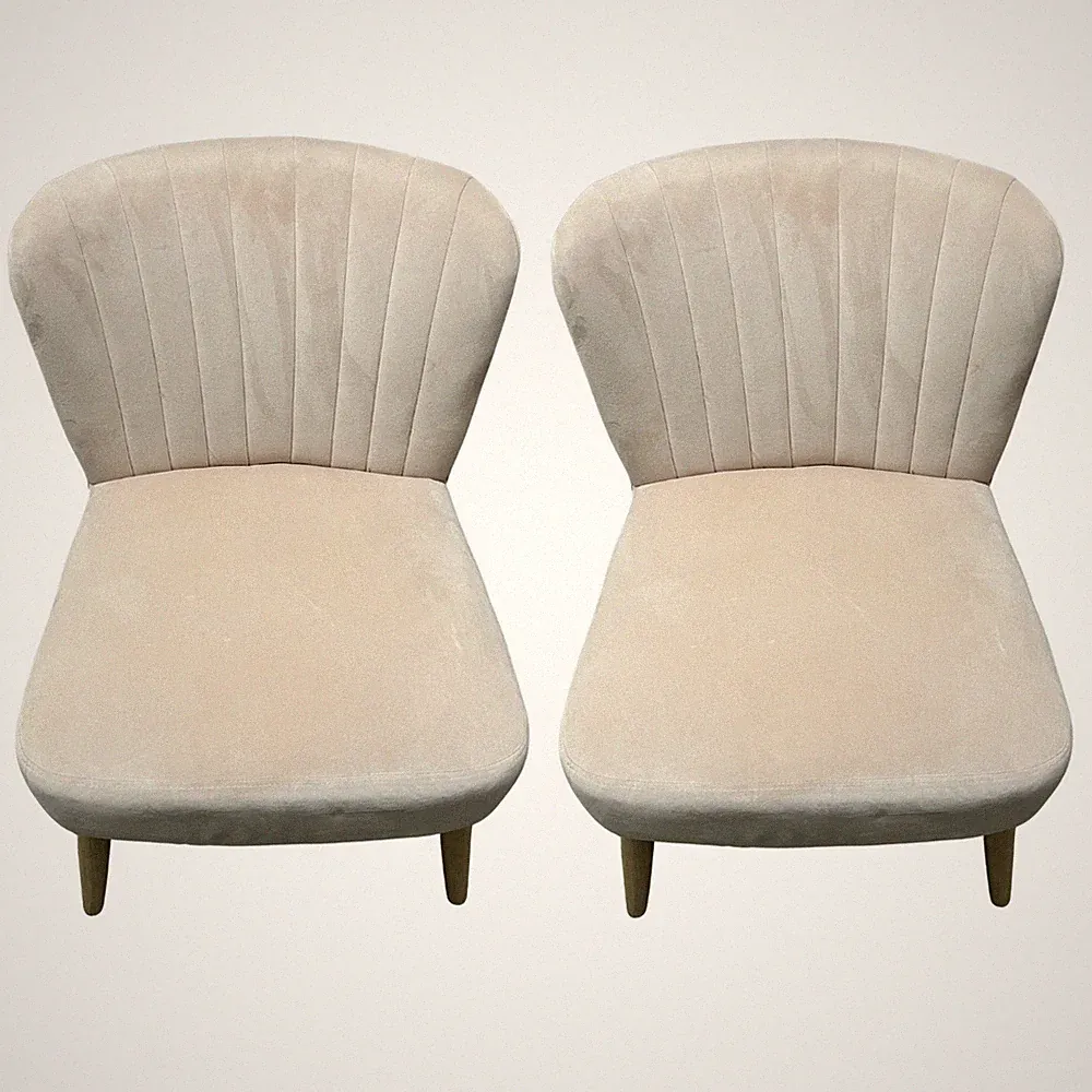 2 Pink Armless Accent Chairs Velvet Leisure Upholstered Living Room Office Style