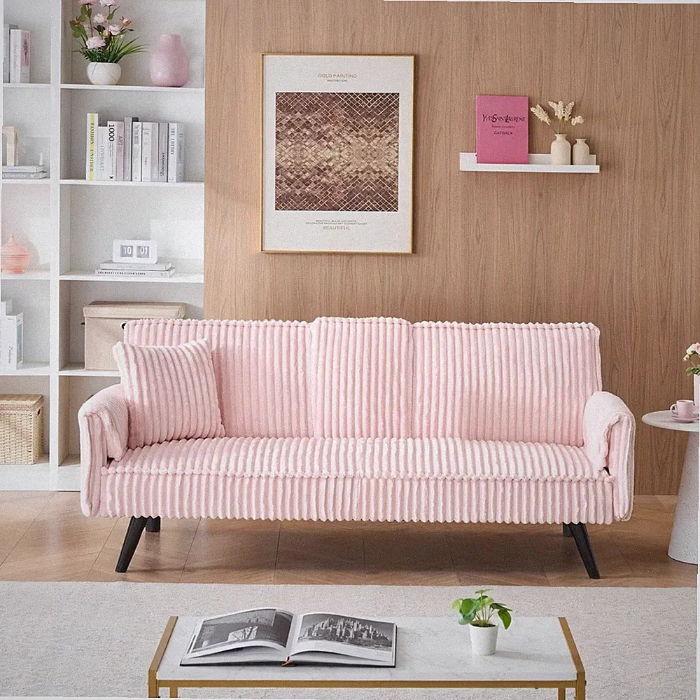 72'' Corduroy Convertible Loveseat Sleeper Bed Daybed Recliner Lounge Sofas