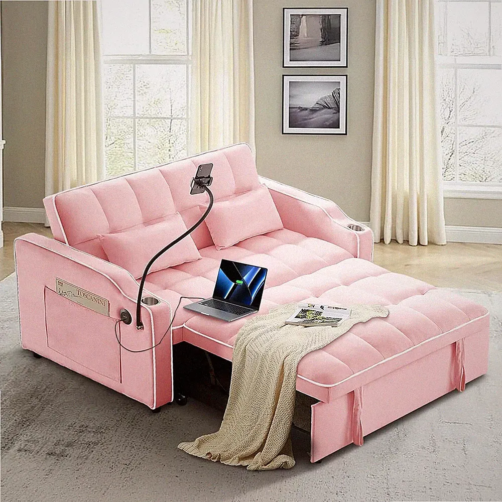 Convertible Sofa Bed 3-in-1 Pull Out Sleeper couch bed with Type C & USB Ports