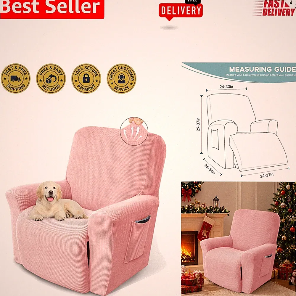 Diverse Color Choices for Comfortable Recliner Chair Cover - Plush Pink