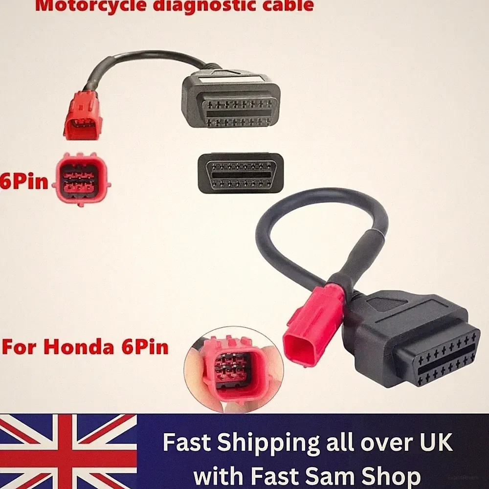 For Honda 6 Pin to 16 pin Diagnostic Cable Adapter OBD2 Motorcycle Cable Plug UK
