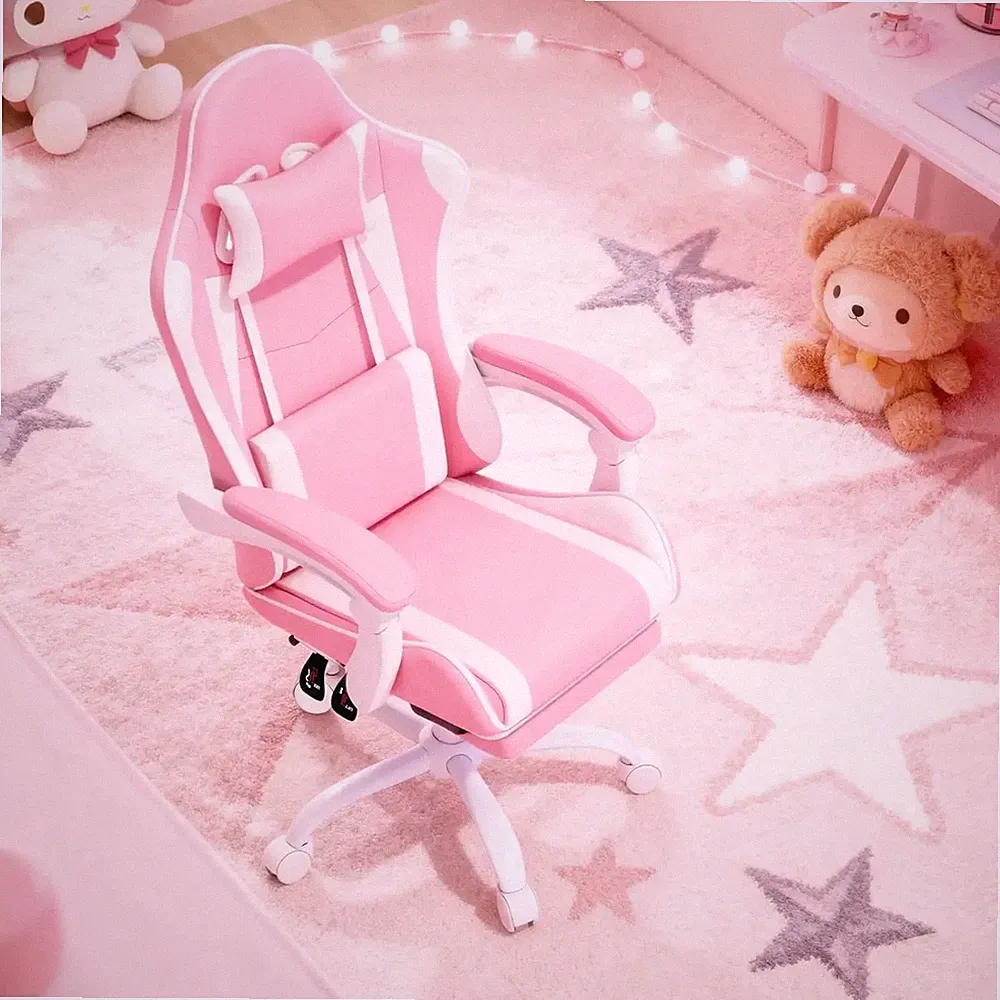 Gaming Chair with Massage Ergonomic, Computer Chair Footrest Reclining Headrest