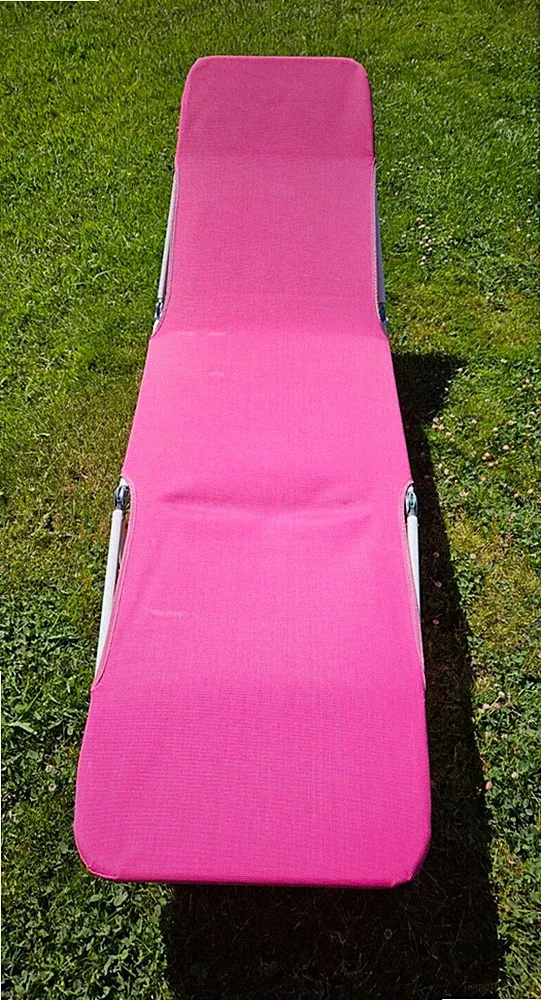 LOUNGE LAWN BEACH CHAIR CANVAS FOLDING METAL PINK