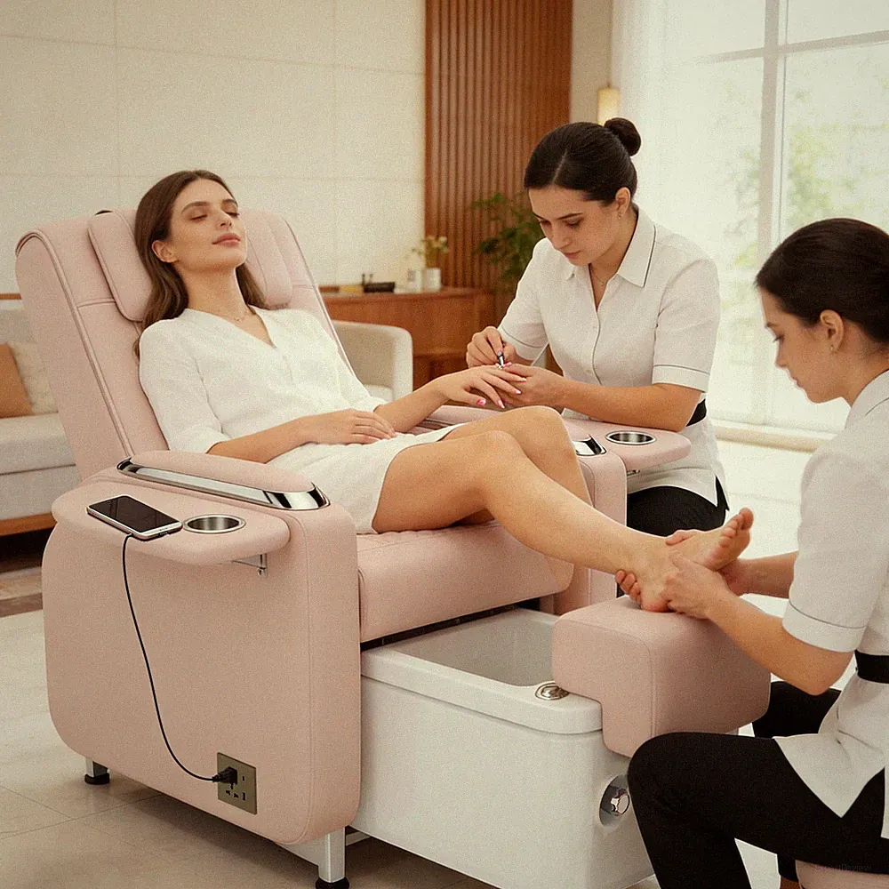 Manicure Reclining Chair Pedicure Station Nail Tech Back Massage Foot Salon Spa