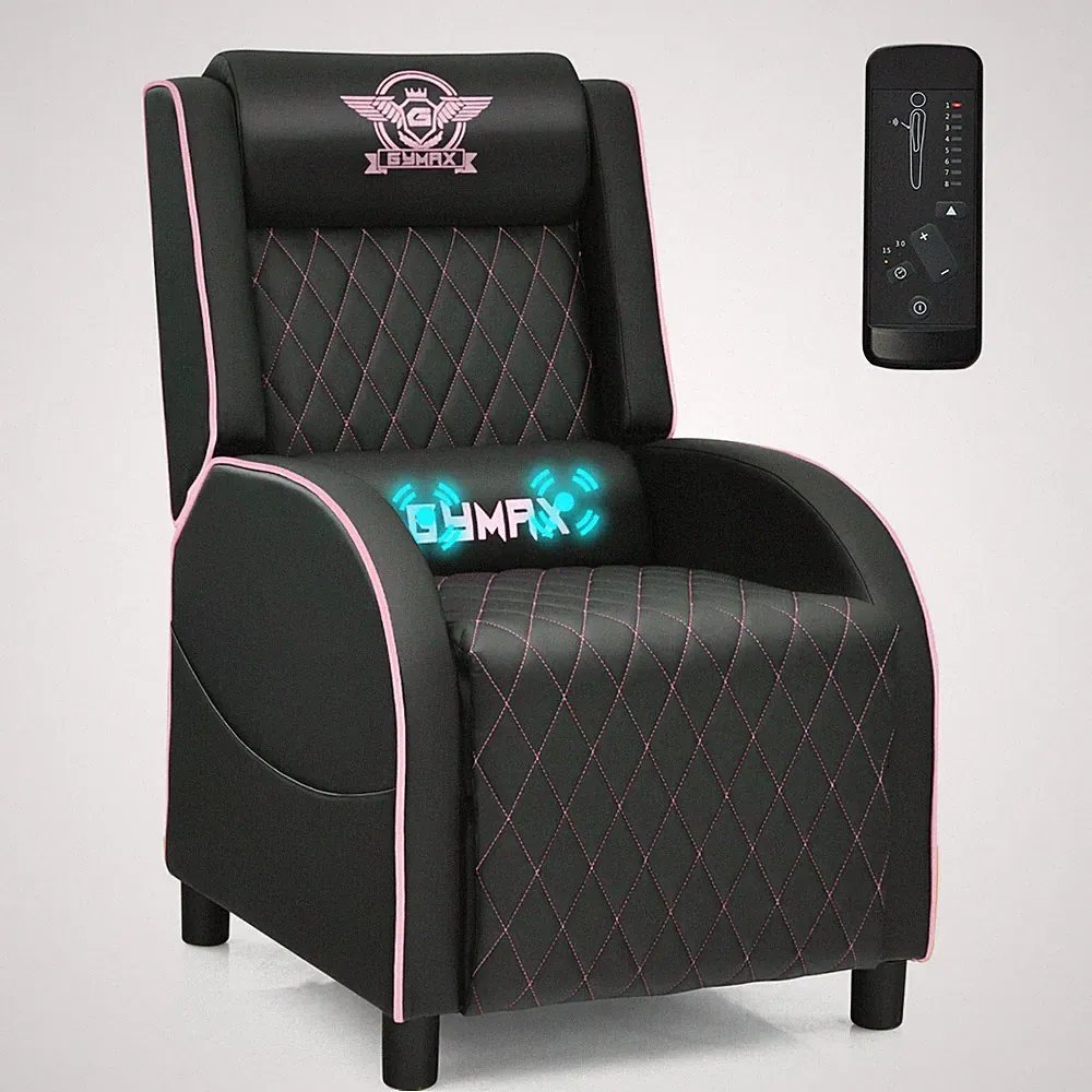 Massage Gaming Recliner Chair Leather Single Sofa Home Theater Seat Pink