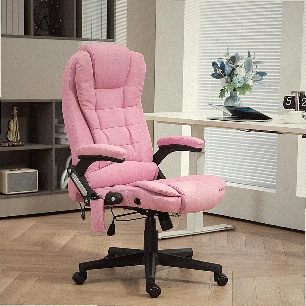 Massage Office Chair with 6 Points Heat Linen Executive Office Chair