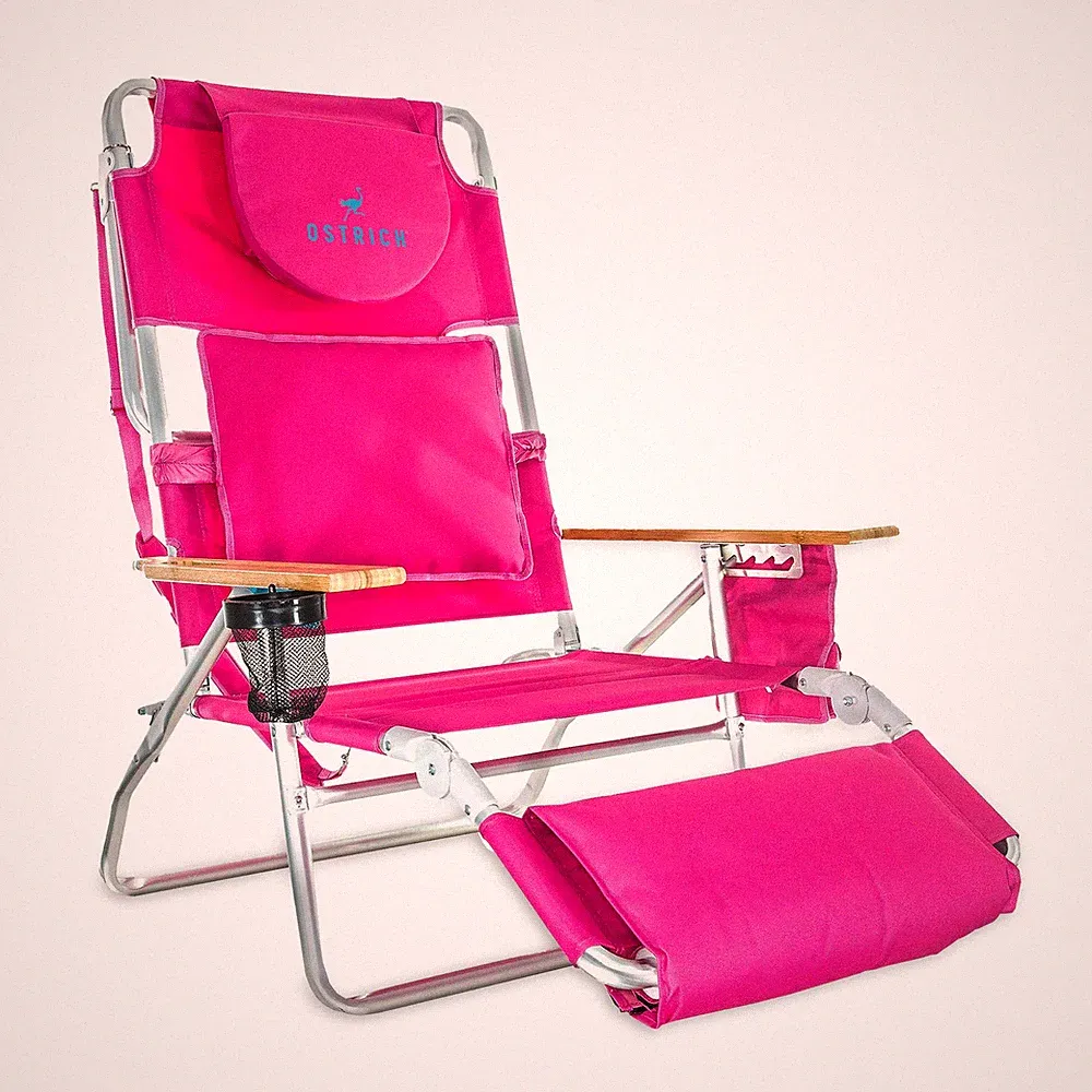 Ostrich Deluxe 3N1 Lightweight Outdoor Beach Lounge Chair w/Footrest(Open Box)