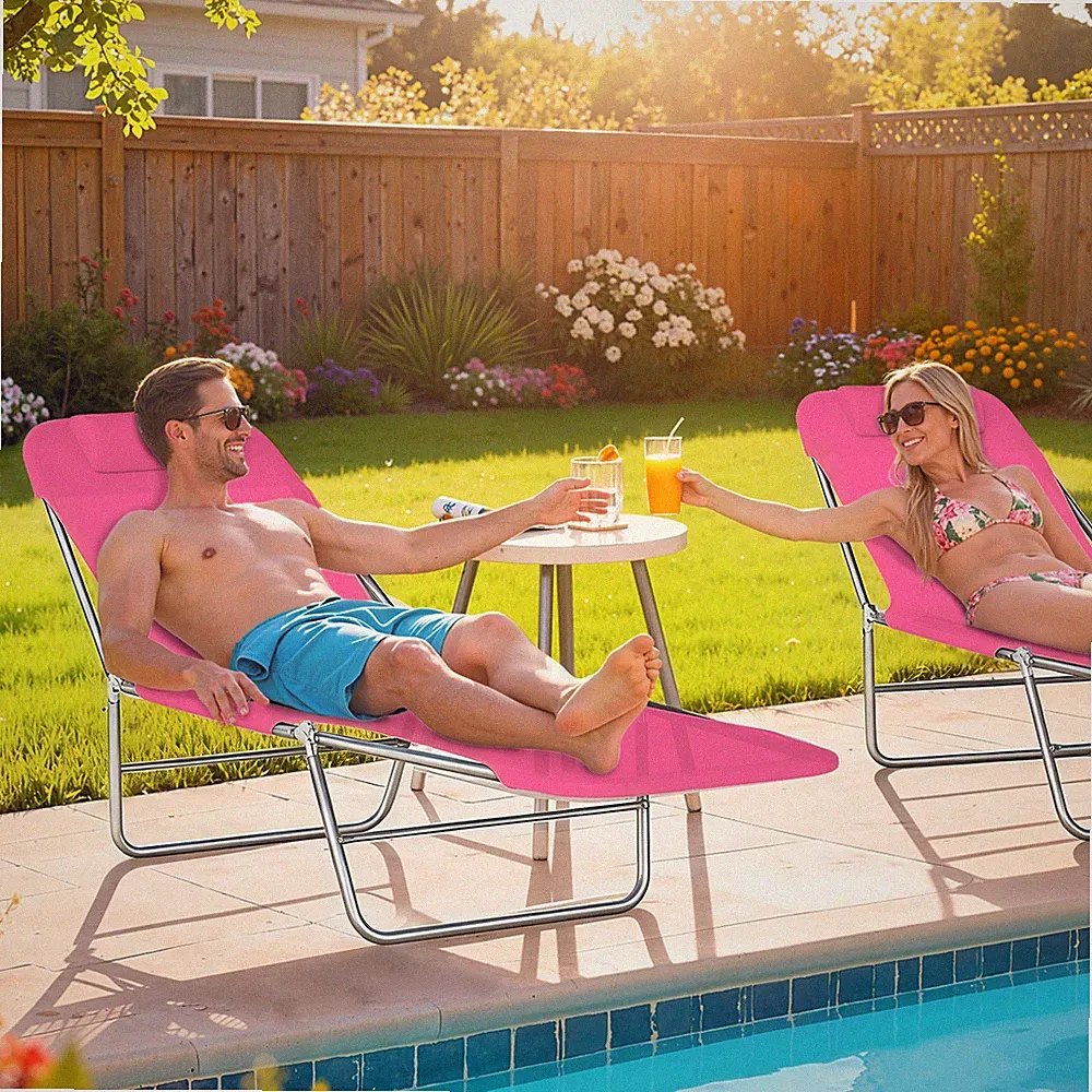 Outsunny Mesh Outdoor Reclining Lounge Chair Lightweight & Portable