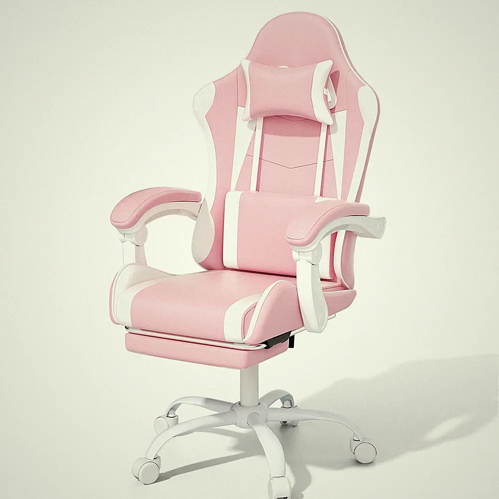 Pink Ergonomic Gaming Chair Coumputer Office Swivel Recliner Seat w/ Footrest
