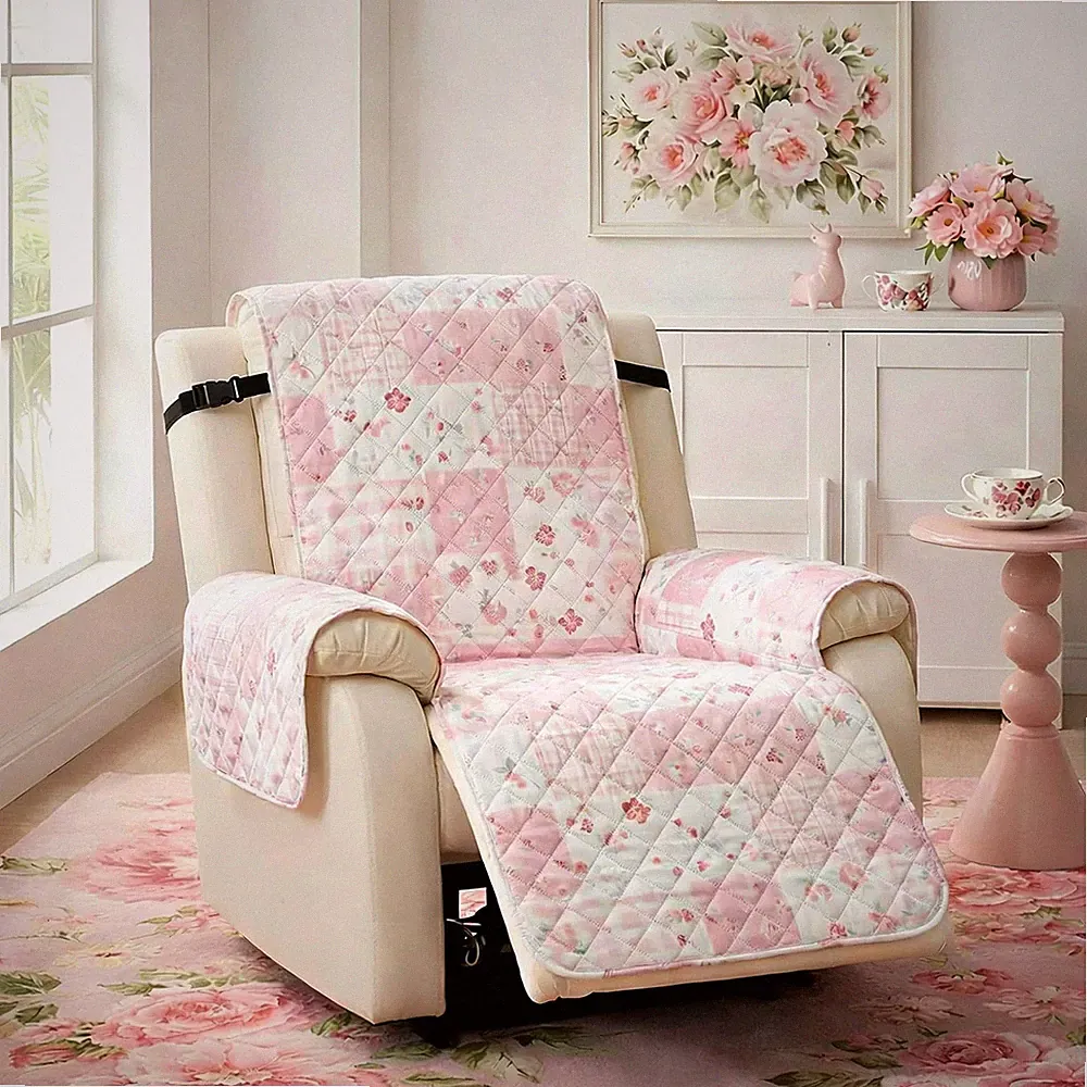 Pink Patchwork Recliner Chair Cover Pink Flower Patchwork Quilted Recliner Sl...