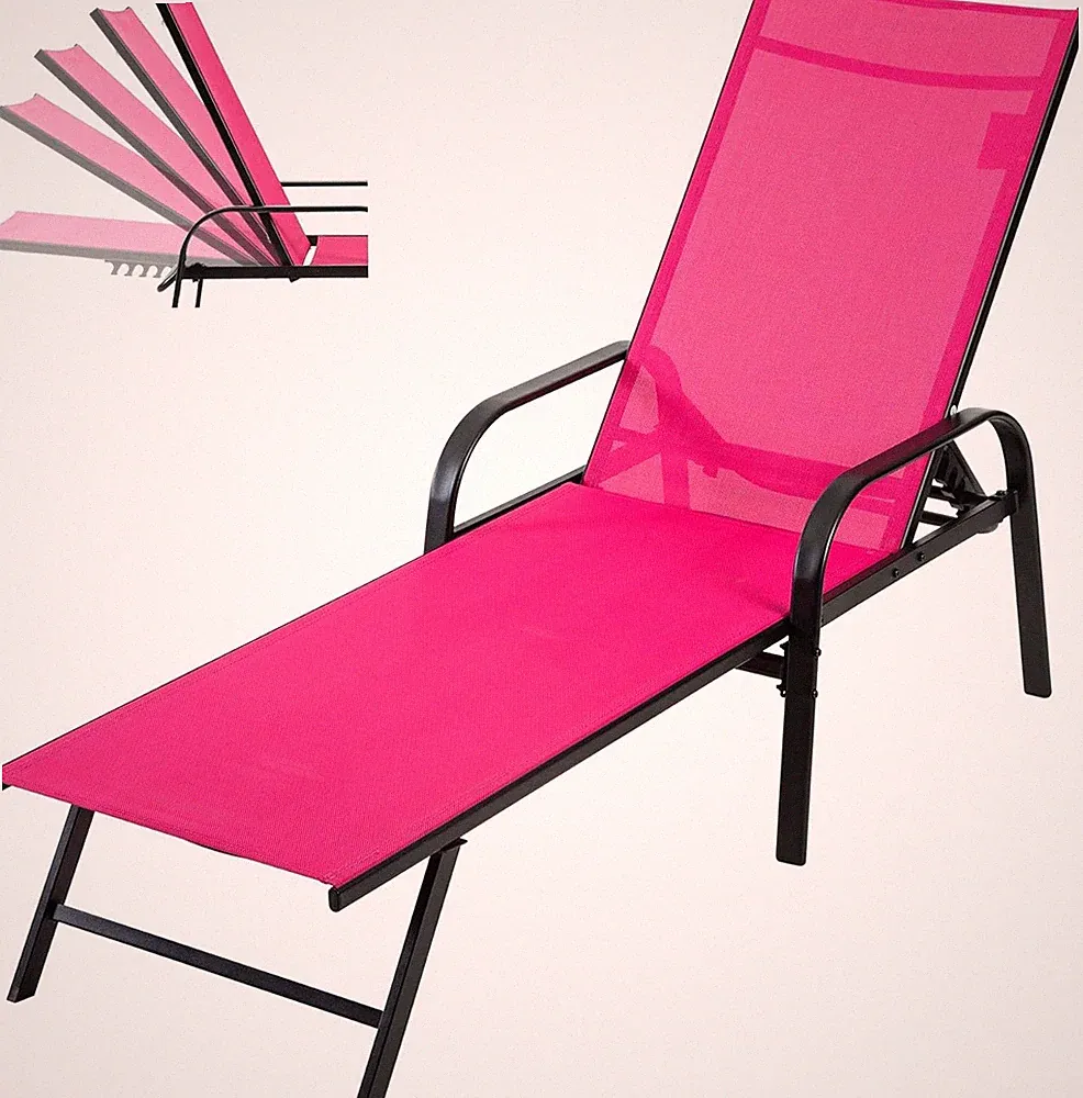 Tanning Chair w/ Armrests,5-Position Outdoor Sunbath Lounge Chair,Chaise Lounger