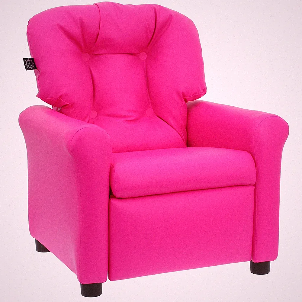 Traditional Kids Microfiber Recliner Chair Reading Book Seat Faux Leather Pink