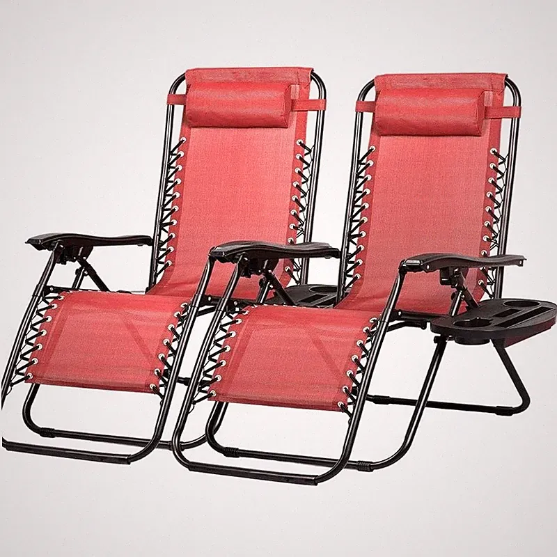 Zero Gravity Lounge Chair Recliner Portable Folding W/ Cup Holders Tray New